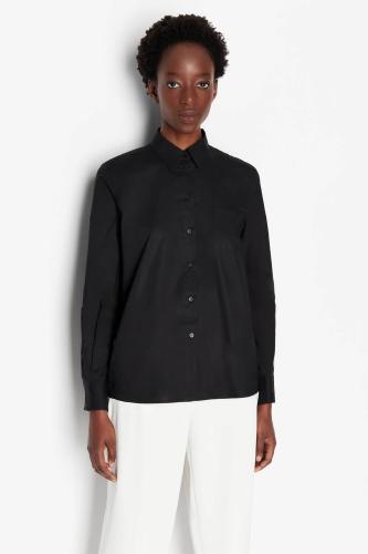 Armani Exchange γυναικείο βαμβακερό πουκάμισο μονόχρωμο με πιέτες στο πίσω μέρος - 6RYC09YN5PZ Μαύρο XS